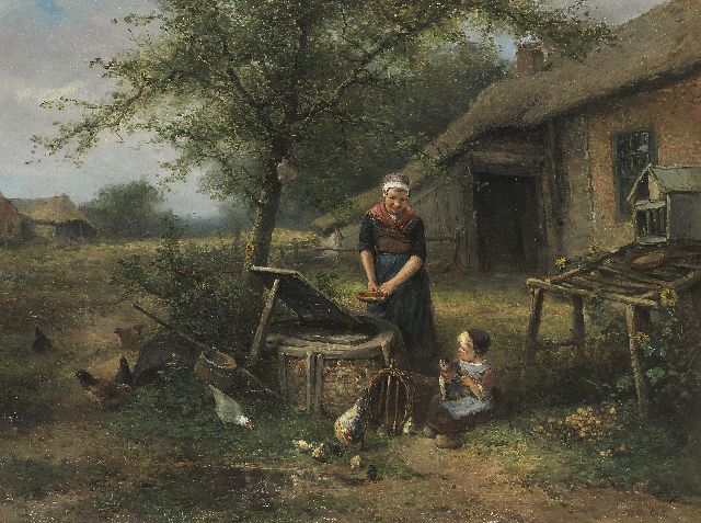 Mari ten Kate | Moeder en dochter bij de waterput, olieverf op doek, 60,5 x 80,0 cm, gesigneerd r.o.