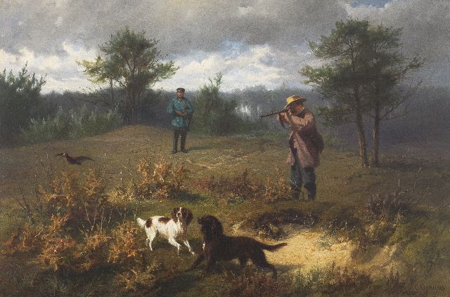 Conradijn Cunaeus | Op snippenjacht, olieverf op paneel, 28,5 x 42,4 cm, gesigneerd r.o.