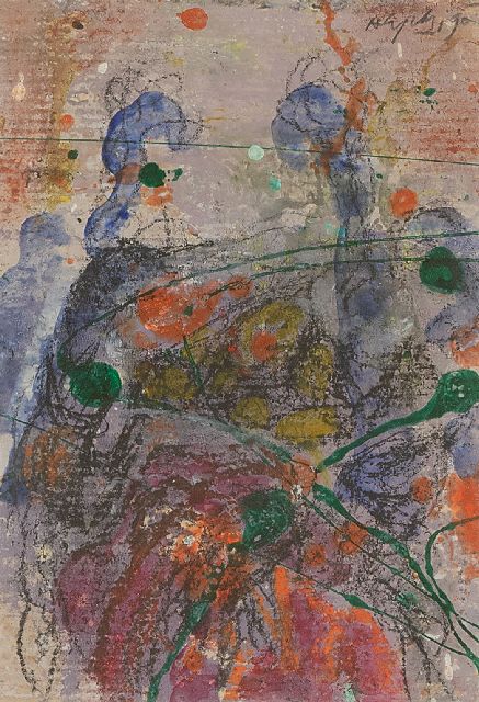 Ad Snijders | Zonder titel, gemengde techniek op papier, 10,4 x 14,8 cm, gesigneerd r.b. en gedateerd '90