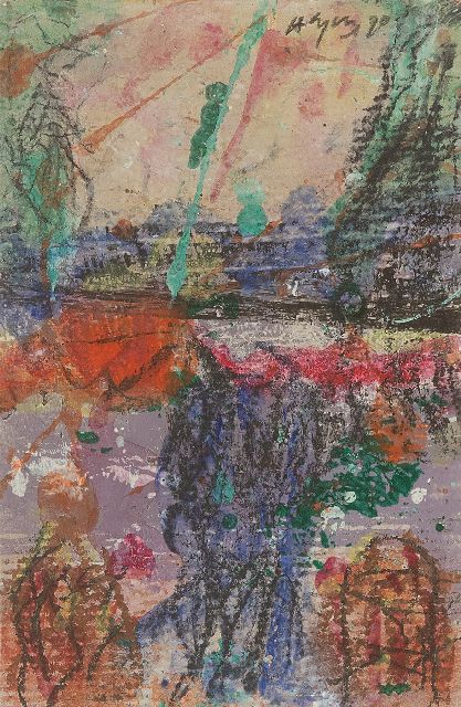 Snijders A.C.  | Zonder titel, gemengde techniek op papier 14,8 x 10,2 cm, gesigneerd r.b. en gedateerd '90