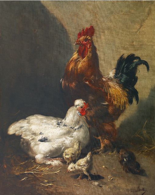 Henry Schouten | Sierpluimvee in een landschap (pendant), olieverf op doek, 100,1 x 80,1 cm, gesigneerd r.o.