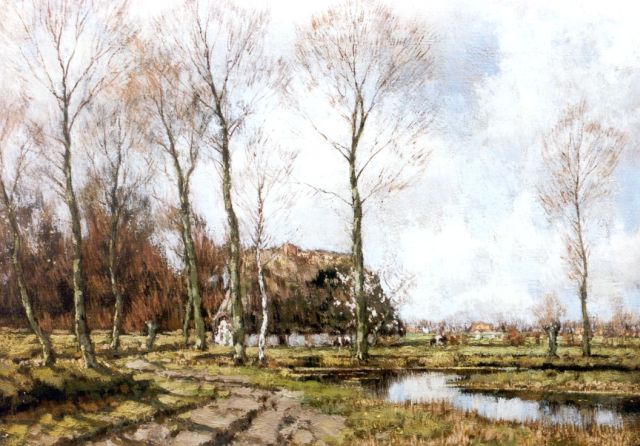 Arnold Gorter | Boerenlandschap laat in de herfst, olieverf op doek, 43,0 x 56,5 cm, gesigneerd r.o.