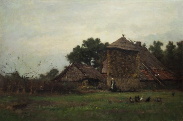 Willem Jan Willemsen | Boerenerf met hooiberg, olieverf op doek, 50,5 x 75,7 cm, gesigneerd l.o.