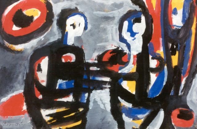 Klaas Boonstra | Twee figuren, gouache op papier, 32,5 x 49,5 cm, gesigneerd l.o.