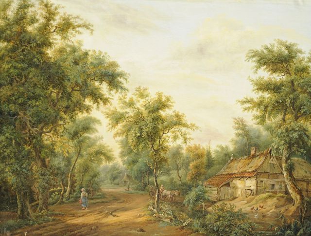 Pieter Barbiers Bzn | Boslandschap met boerderij, olieverf op doek, 51,8 x 66,4 cm