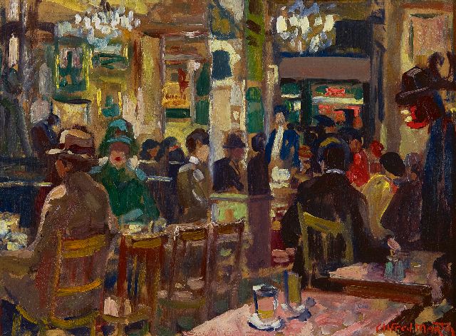 Alfred Martin | Brasserie in Parijs, olieverf op paneel, 24,4 x 34,3 cm, gesigneerd r.o.