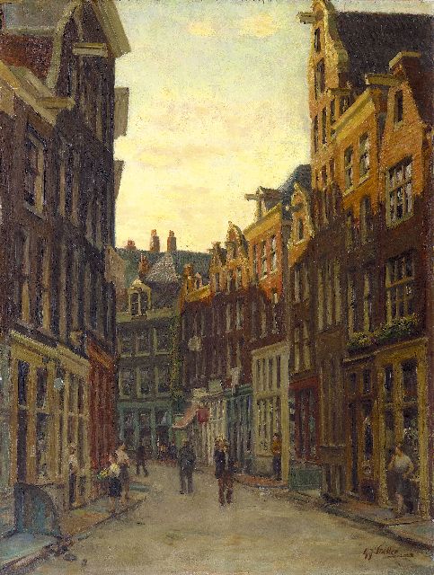 Gerard Johan Staller | De Zeedijk in Amsterdam, olieverf op paneel, 47,7 x 35,7 cm, gesigneerd r.o.