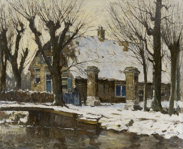 Jan Harm Weijns | Boerderij Het Jagthuis aan de Beukelsdijk, Rotterdam, olieverf op doek, 90,8 x 110,5 cm, gesigneerd r.o.