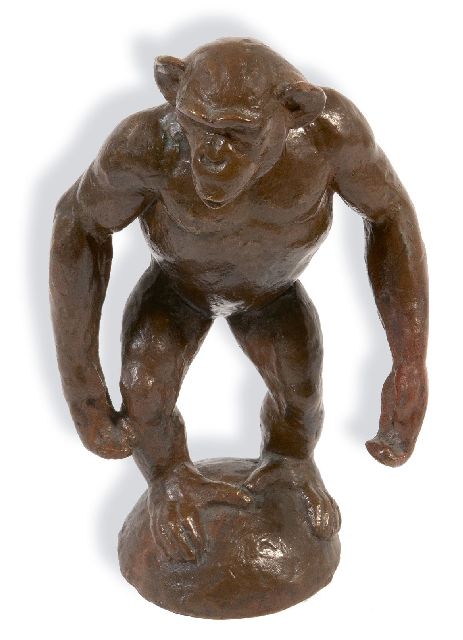 Franz Barwig | Chimpansee, brons, 22,0 x 12,0 cm, gesigneerd op achterkant basis met initialen