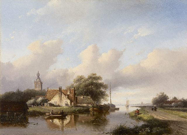 Jan Jacob Spohler | Zomerlandschap bij Overschie, olieverf op paneel, 44,5 x 61,8 cm, gesigneerd r.o.