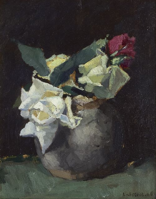 'Emanuël' Samson van Beever | Rozen, olieverf op paneel, 24,0 x 18,7 cm, gesigneerd r.o.