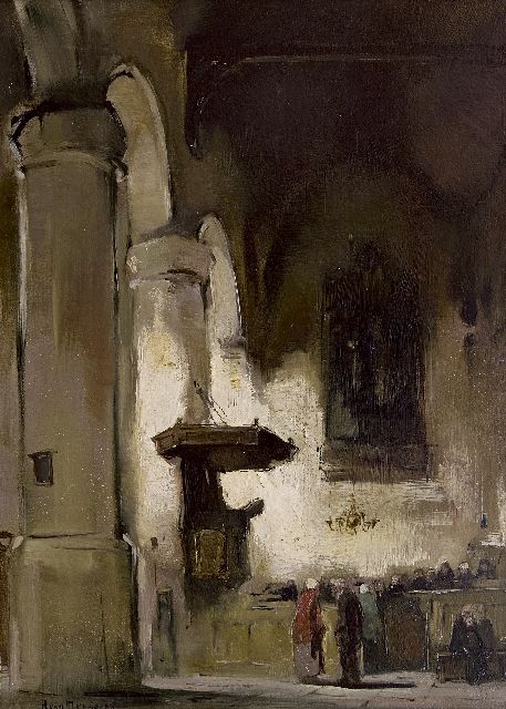 Han van Meegeren | Voor de kerkdienst, olieverf op board, 43,7 x 32,0 cm, gesigneerd l.o.