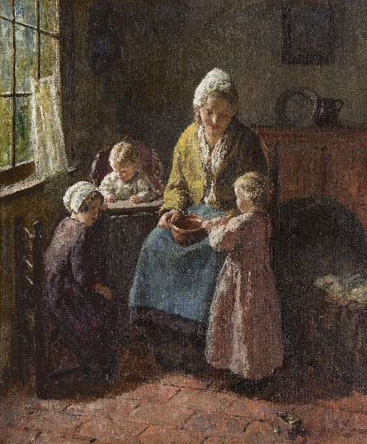 Bernard Pothast | Kersen eten, olieverf op doek, 60,4 x 50,3 cm, gesigneerd r.o.