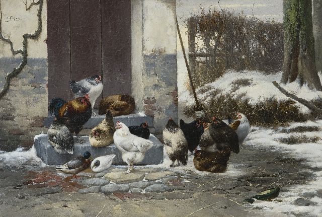 Eugène Remy Maes | Wachten voor de stal, olieverf op doek, 40,2 x 60,0 cm, gesigneerd l.b.