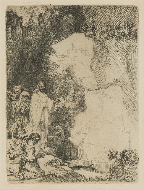 Rembrandt | De opwekking van Lazarus, ets, 15,0 x 11,4 cm, gesigneerd l.o. in de plaat en gedateerd in de plaat 1642