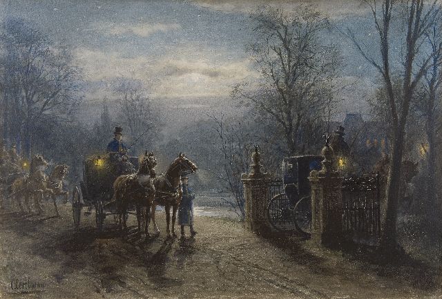 Otto Eerelman | Naar het feest, aquarel op papier, 36,9 x 54,4 cm, gesigneerd l.o.