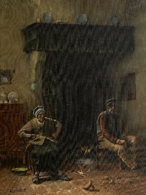 Pierre Jules Neuckens | De gebroken pot, olieverf op doek, 48,7 x 39,2 cm, gesigneerd l.o.