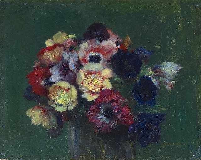 Walter Vaes | Anemonen, olieverf op paneel, 21,4 x 27,0 cm, gesigneerd r.o.