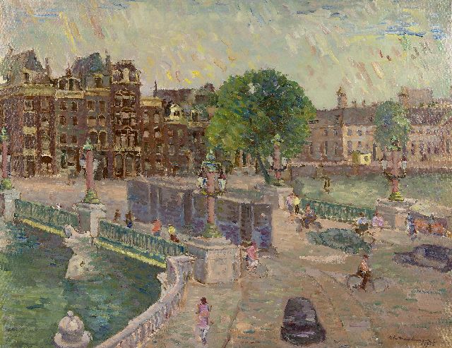 Elie Neuburger | De Blauwbrug, Amsterdam, olieverf op doek, 47,8 x 60,8 cm, gesigneerd r.o. en gedateerd 1955