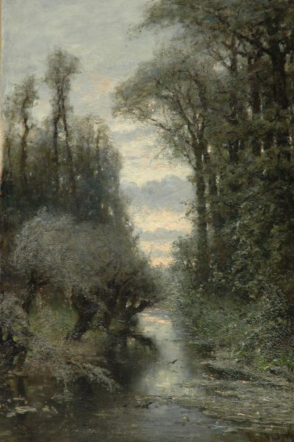Louis Apol | Boskreek bij zonsondergang, olieverf op doek, 90,5 x 60,1 cm, gesigneerd r.o.