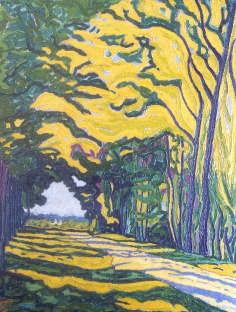 Josef Schultz | Zonnige laan, olieverf op doek, 77,6 x 60,0 cm, gesigneerd l.o. en gedateerd 'D'dorf 1923'