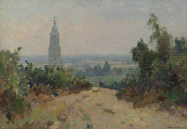 Aris Knikker | Gezicht op de Cuneratoren, Rhenen, olieverf op doek, 35,2 x 50,1 cm, gesigneerd r.o.