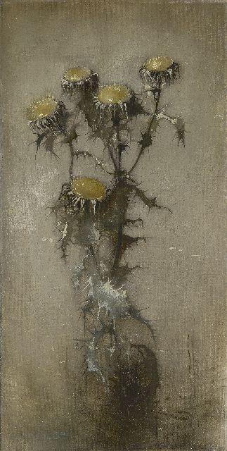 Jemmy van Hoboken | Distel, olieverf op doek op paneel, 25,8 x 13,1 cm, gesigneerd l.o. (onduidelijk) en gedateerd '34
