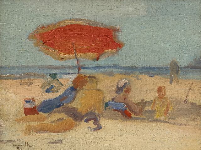 Alfred Smith | Strandgezicht, olieverf op doek op board, 19,5 x 25,5 cm, gesigneerd l.o.