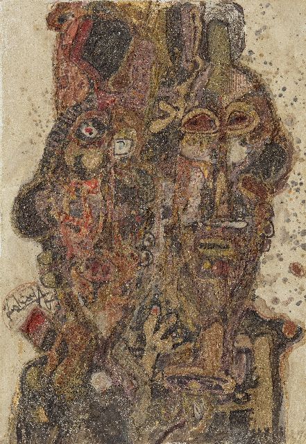 Adingra G.E.  | L'intuition Imaginative des Magiciens, olieverf en zand op doek 72,9 x 50,3 cm, gesigneerd l.m. en gedateerd '68