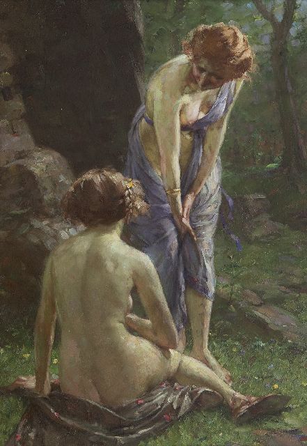 Schade W.  | Ein Spiel, olieverf op paneel 50,2 x 36,0 cm, gesigneerd l.b.