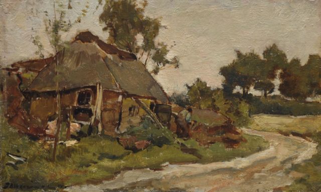 Johannes Evert Akkeringa | Landschap te Heeze, olieverf op papier op paneel, 15,8 x 26,2 cm, gesigneerd l.o.