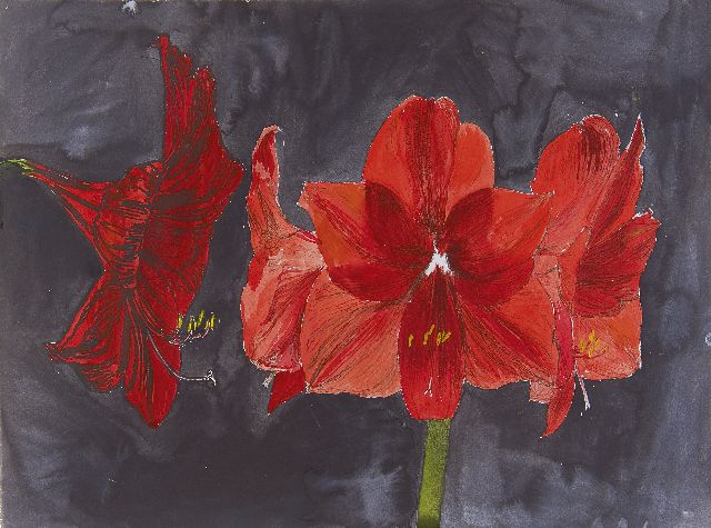 Erik Andriesse | Amaryllis, gemengde techniek op papier, 49,7 x 66,5 cm, te dateren ca. 1990
