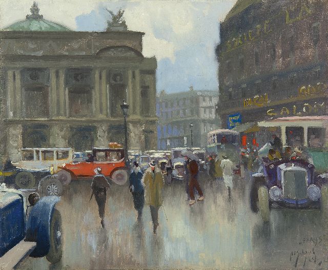 A.P. Schotel | Parijs stadsgezicht met de Opéra Garnier, olieverf op doek, 46,2 x 56,3 cm, gesigneerd r.o. en gedateerd '24