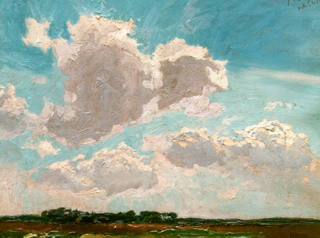 Joh Elsinga | Heide bij Roden, papier op schildersboard, 24,8 x 32,0 cm, gesigneerd rb + ro en gedateerd 1928