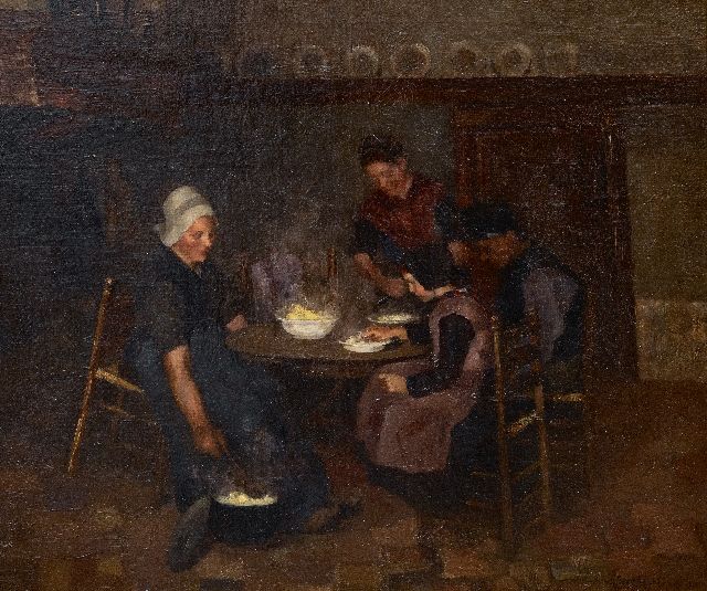 Frankfort E.  | Etenstijd, olieverf op doek 49,2 x 59,1 cm, gesigneerd r.o.