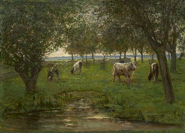 Piet Mondriaan | 'Grazende kalfjes', olieverf op doek, 50,2 x 69,3 cm, gesigneerd l.o. en te dateren 1902-1903
