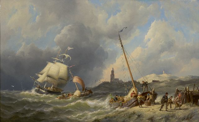 Pieter Cornelis  Dommershuijzen | Kustgezicht bij Walcheren, olieverf op paneel, 50,3 x 81,6 cm, gesigneerd l.o. en gedateerd 1886