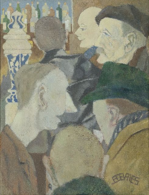 Jaap de Vries | Proeflokaal in Haarlem, olieverf op doek, 40,2 x 30,5 cm, gesigneerd r.o. met monogram en te dateren ca. 1965