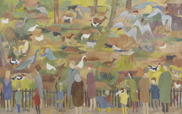 Jaap de Vries | Bij de hertenkamp, olieverf op doek, 50,0 x 80,1 cm, gesigneerd l.o. met monogram en te dateren begin jaren 60
