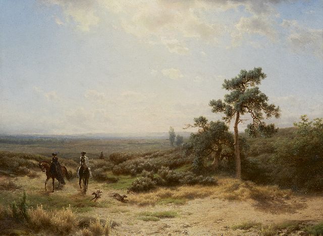 Cornelis Lieste | Koning Willem III en koningin Sophie te paard op Het Loo, olieverf op paneel, 34,6 x 46,3 cm, gesigneerd l.o. 'Lieste' en 'CR'