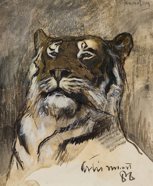 Jan van Essen | Tijger in Artis, Amsterdam, aquarel op papier, 25,5 x 20,9 cm, gesigneerd r.b. en gedateerd maart '88
