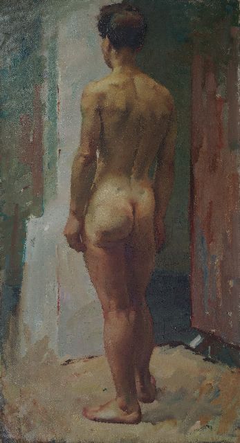 Mulders M. Van | Staand mannelijk naakt, olieverf op doek 200,5 x 110,4 cm