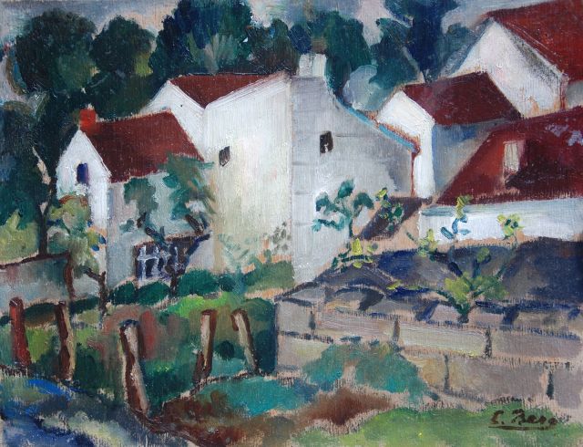 Else Berg | Dorpsgezicht, Zuid Limburg, olieverf op paneel, 26,9 x 34,7 cm, gesigneerd r.o. en te dateren ca. 1934