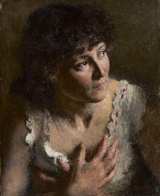 Pieter Oyens | Het favoriete model, olieverf op doek op paneel, 46,0 x 37,2 cm, gesigneerd r.o. en gedateerd '88