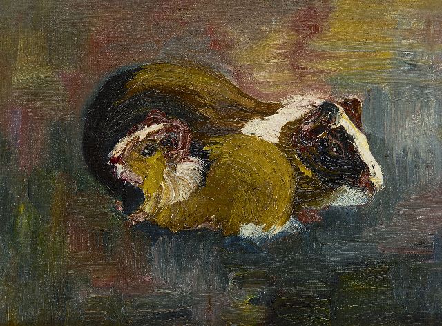 Chris Lanooy | Cavia's, olieverf op doek op board, 22,0 x 29,5 cm