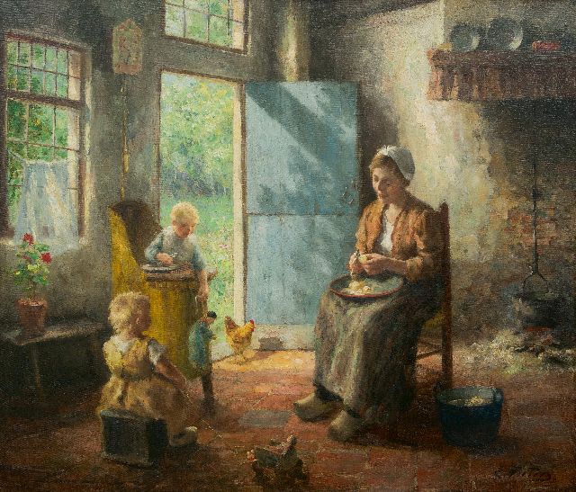 Evert Pieters | Huiselijk geluk, olieverf op doek, 79,2 x 93,3 cm, gesigneerd r.o.