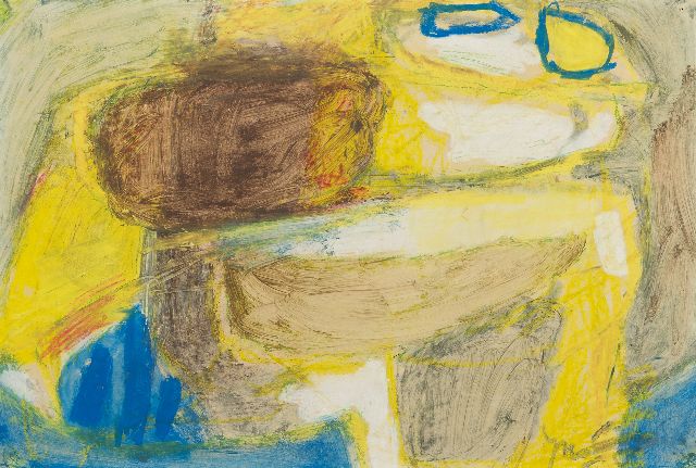Jaap Nanninga | Compositie, pastel en gouache op board, 31,2 x 46,2 cm, gesigneerd r.o.