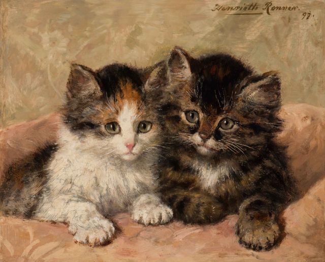 Henriette Ronner-Knip | Twee kittens, olieverf op paneel, 19,5 x 23,6 cm, gesigneerd r.b. en gedateerd '97
