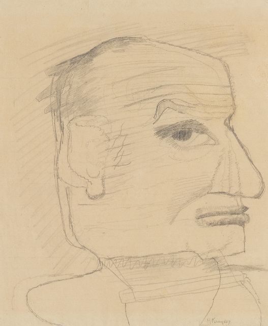 Herman Kruyder | Mogelijk een zelfportret, potlood op papier, 25,0 x 21,0 cm, gesigneerd r.o.