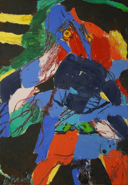 Jurjen de Haan | Groot nacht-masker, olieverf op doek, 100,1 x 70,2 cm, gesigneerd l.o. en gedateerd '91